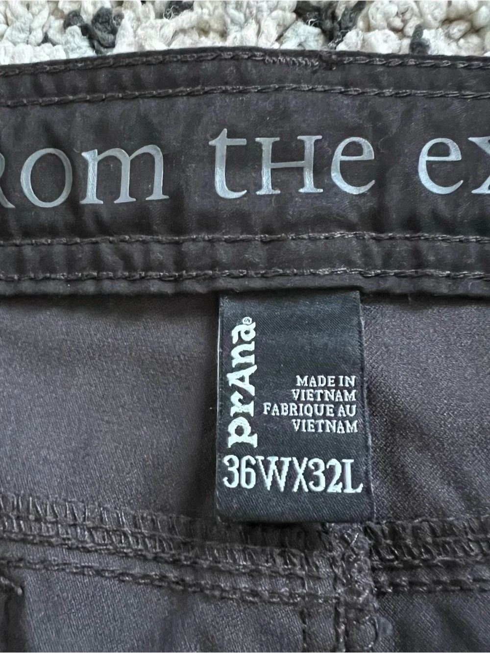 Prana Stretch Zion Pants Dark Grey M4ST32116 Outdoor Hiking Men’s Size 36x32